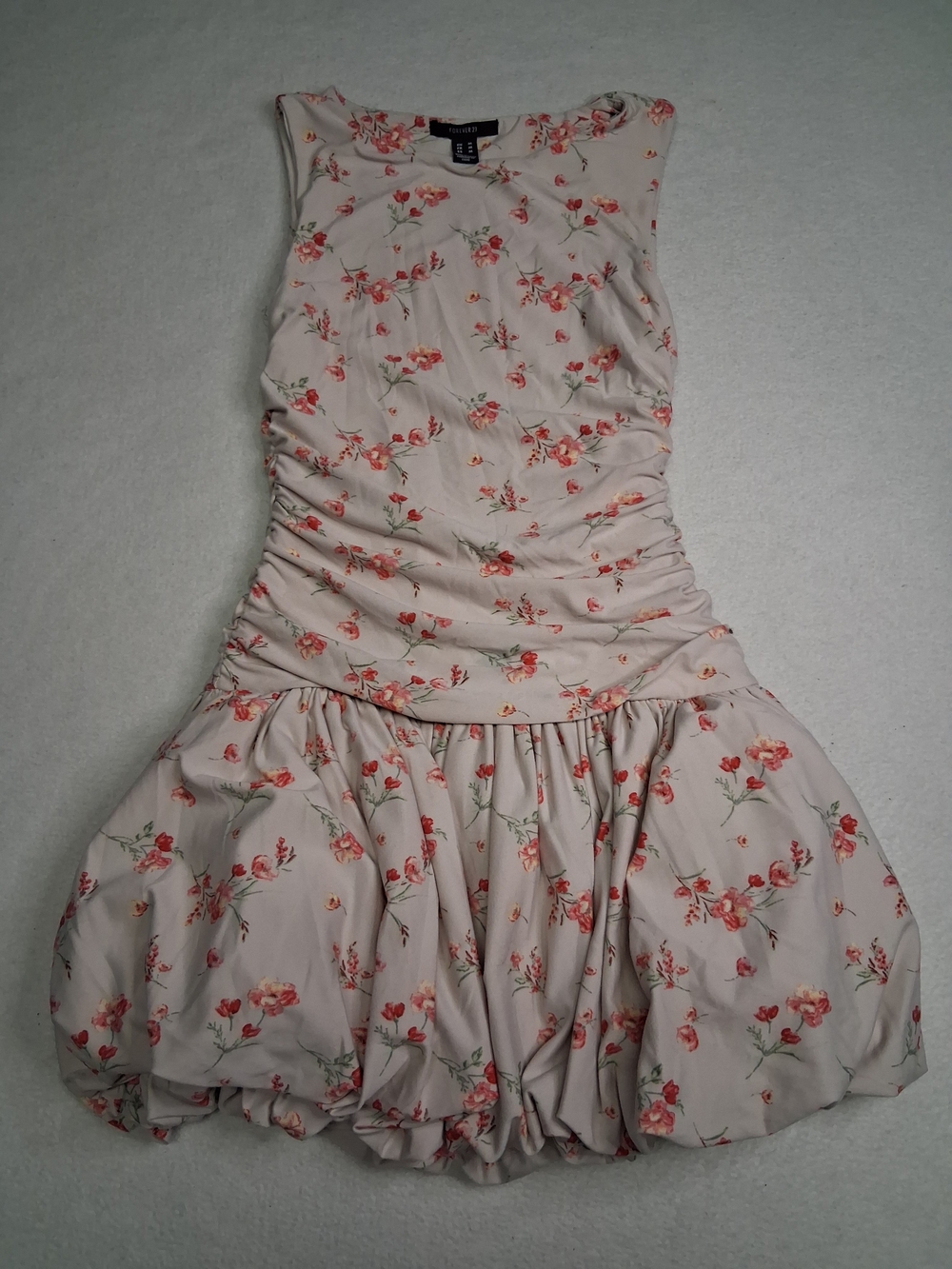 Forever 21 Blush Floral Ruched Bubble Dress